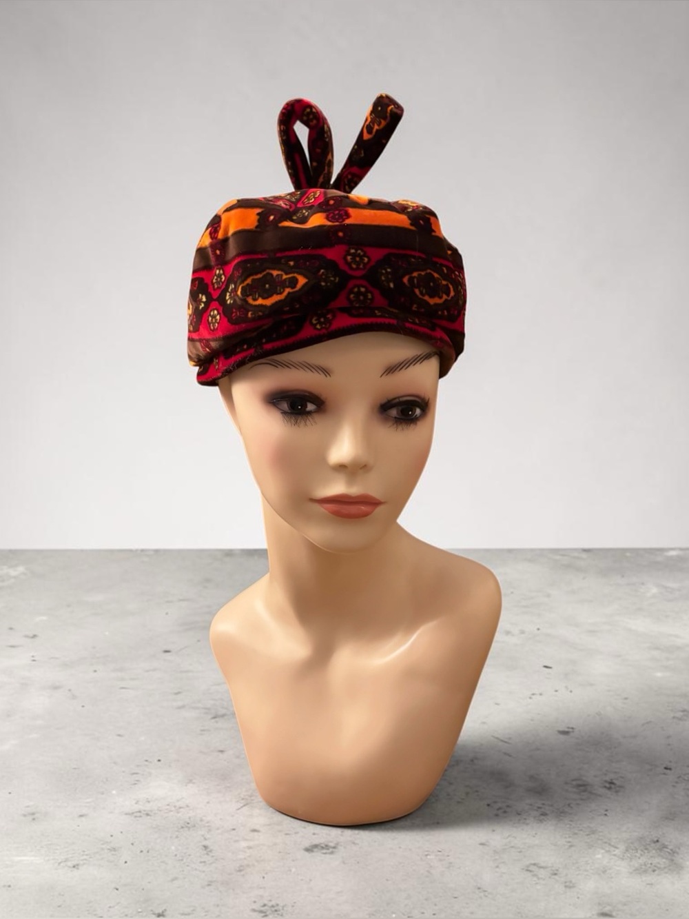 Vintage African Print Vibrant Pattern, Double-Loop Knot Detail